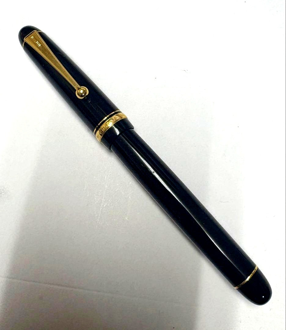 PILOT CUSTOM74 fountain pen with 14K 585 fine nib and sleek black body, 14.2 cm long