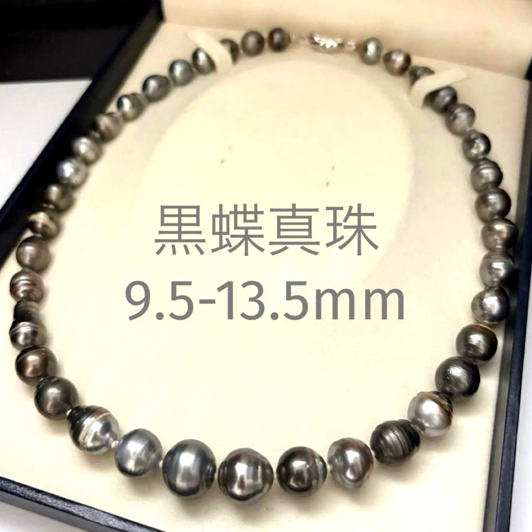 Aurora Interference Black Pearl Necklace with 13.5mm peacock pearls on a 47 cm chain