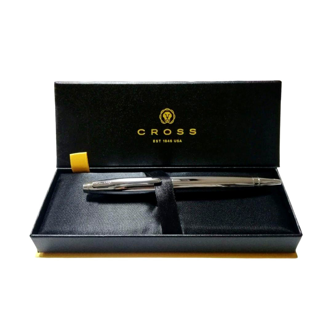 Cross Kuro Cross Kurei NAT0112-1 pure chrome silver ballpoint pen with box, size 138 x 13 x 13 mm