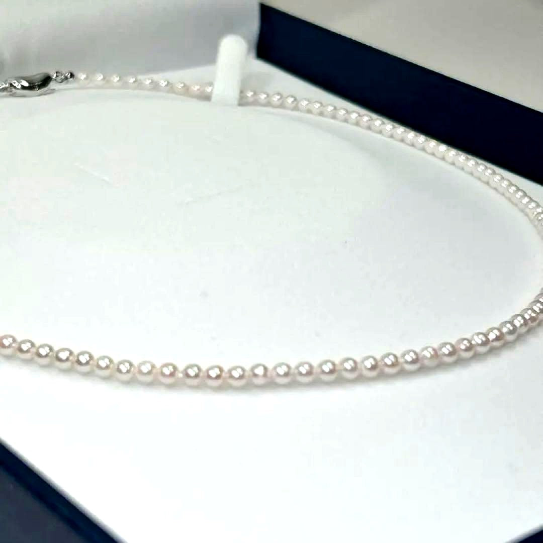 Akoya pearl baby pearl necklace with 3.0-3.5mm white pearls on silver and gold SV925 chain 42cm long