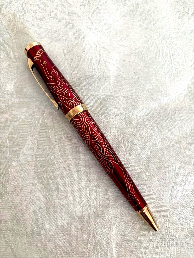 Year of the Horse Cross Ballpoint Pen with black ink and rotating mechanism, 13.5 cm long, Japan import