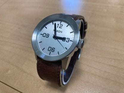 NIXON PRIVATE SILVER/BROWN Quartz Men's Watch — Japanese