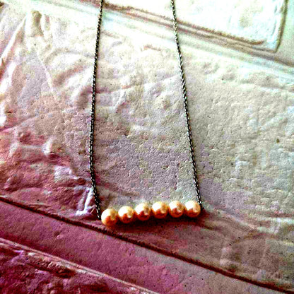 Japan-made SV925 necklace featuring 4.5mm Akoya pearls on a 50cm silver chain with certificate card