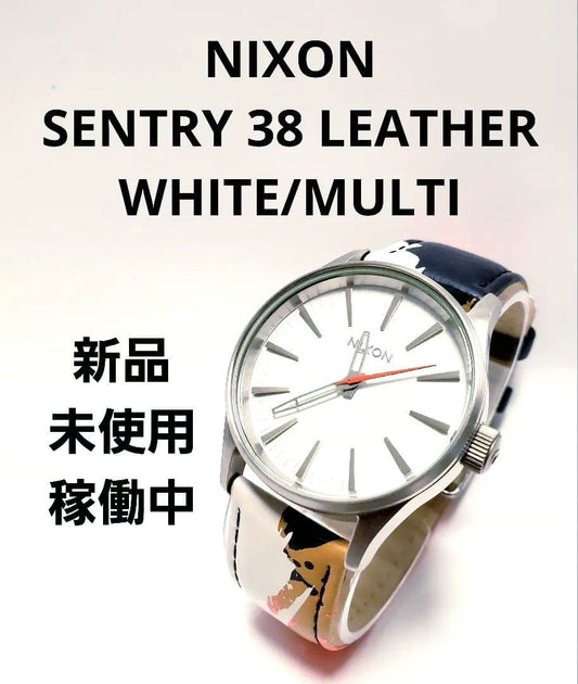 NIXON SENTRY 38 LEATHER WHITE/MULTI Quartz Men's Watch — Japanese