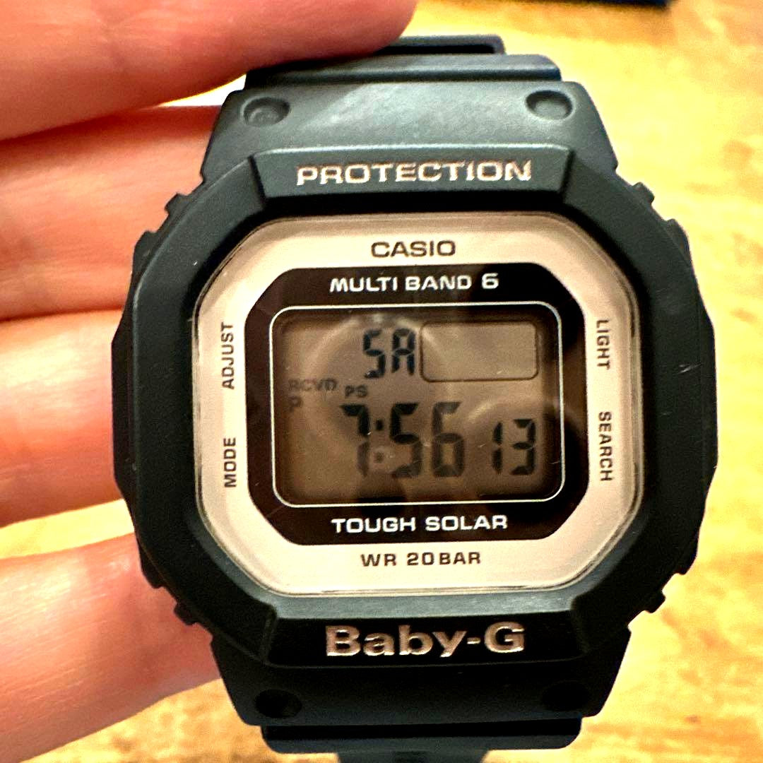 Casio Baby-G Multi Band 6 black and light pink watch Japan import front view