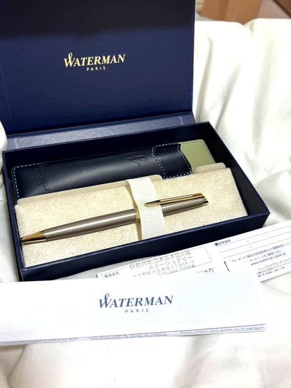 Waterman Ballpoint Pen in strong gray color with leather case and outer box