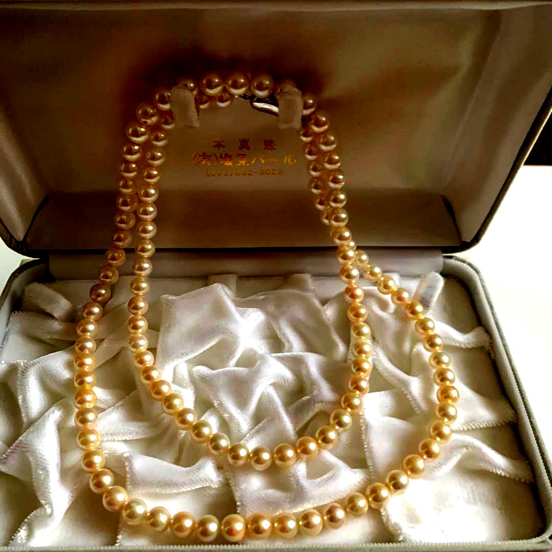 Honka Pearl Akoya Salt Shimi pearl necklace with 7-7.5mm pearls measuring 75cm