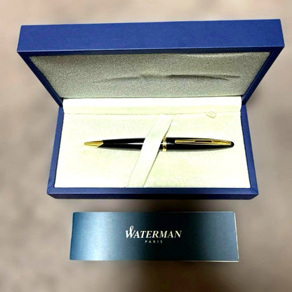 WATERMAN Calais Black Seagate GTBP ballpoint pen with gold accents and clip