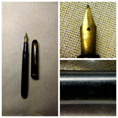 Pilot fountain pen with vintage 14K gold nib displayed on white background