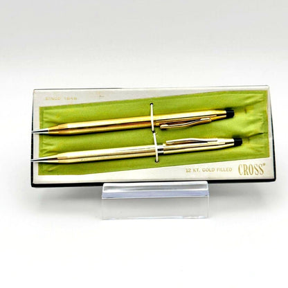 Cross 12KT Gold Filled Pen Set #53032 with gold color and dedicated case, Japan Import
