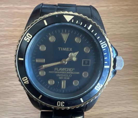TIMEX INDIGLO BK-GD Men's Watch — Japanese