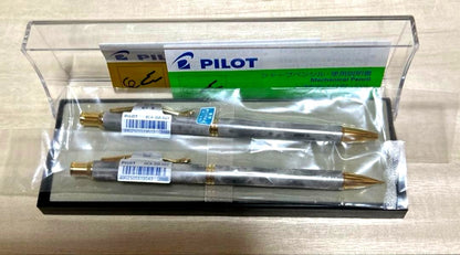 Pilot Cavalier silver and gray marble sharp pencil and ballpoint pen set 0.5mm 0.7mm