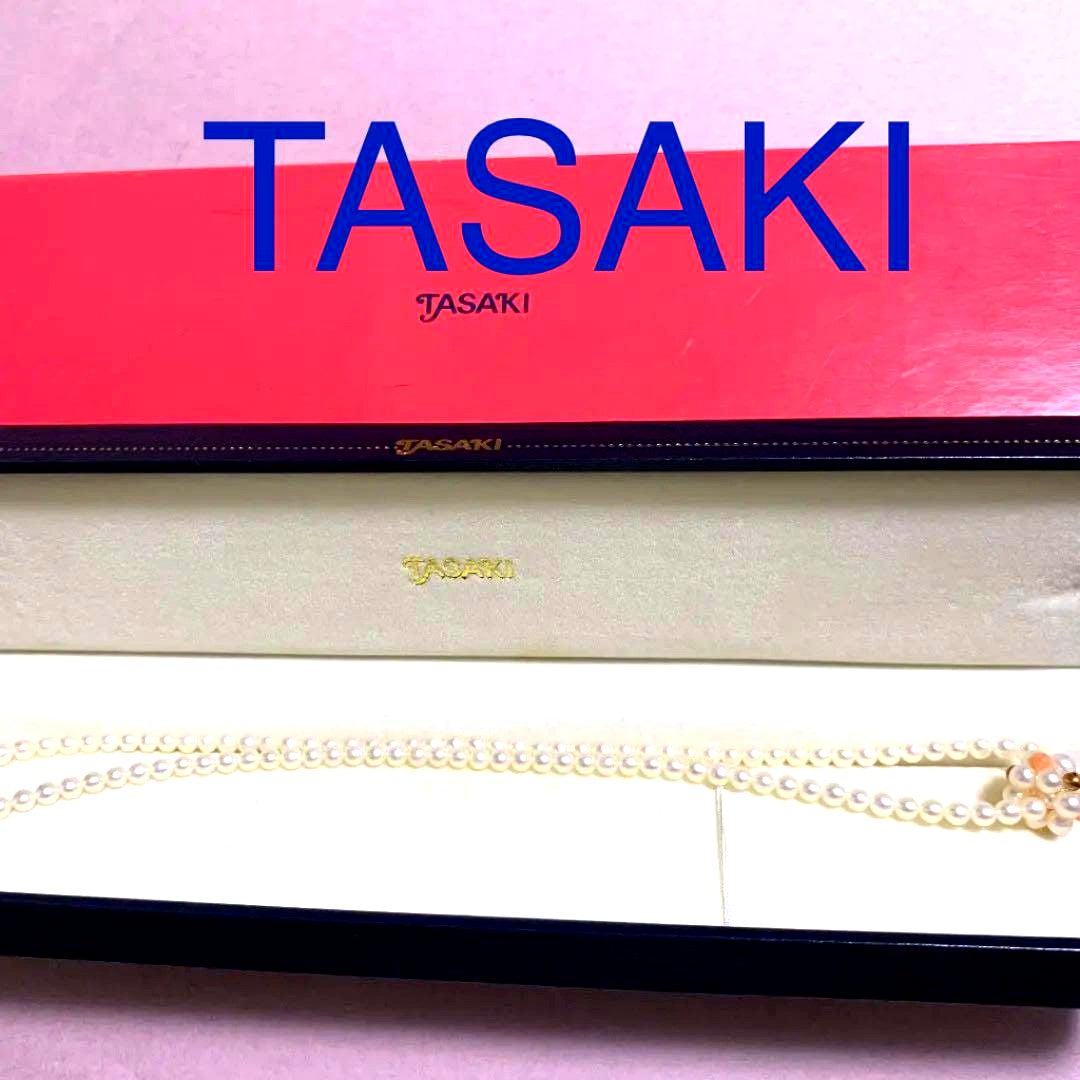 Tasaki Pearl Necklace featuring white and pink pearls with 18K gold chain, 42 cm length