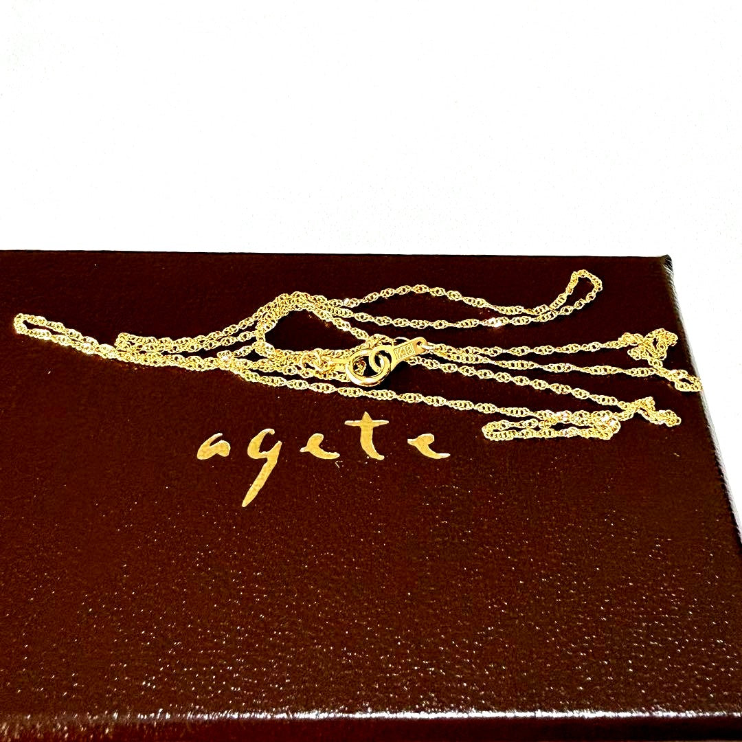 Agete K18 yellow gold screw chain necklace 50cm length with 9cm adjuster