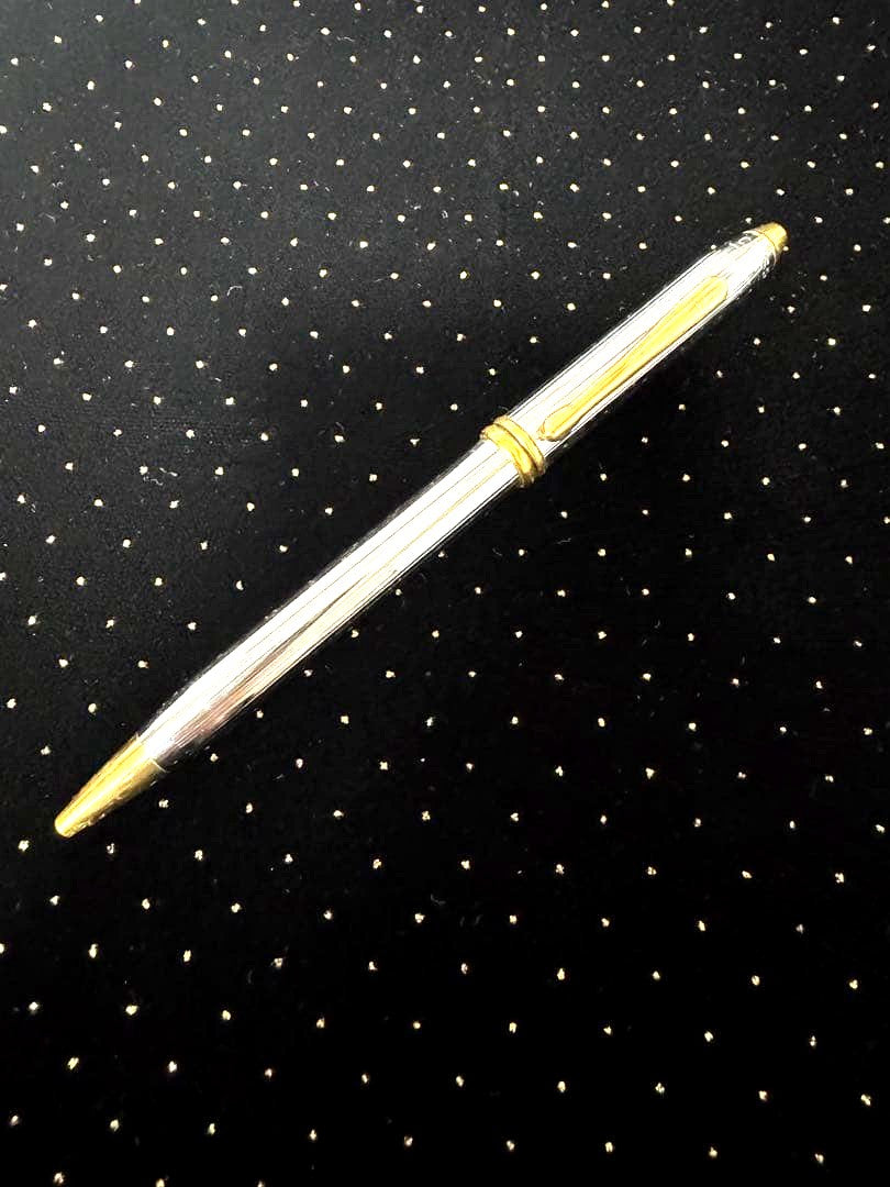 Cross Townsend Ireland edition ballpoint pen with silver and gold striped body and gold tip