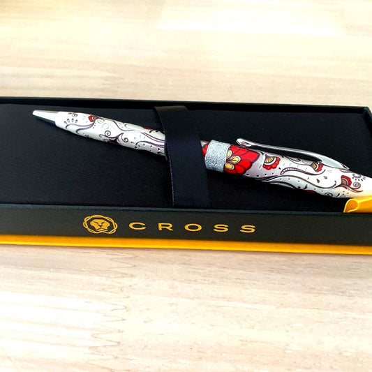 Nika Kuro Cross Ballpoint Pen in red with click mechanism and smooth ink flow