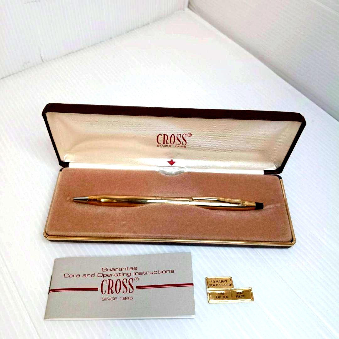 Cross 10KT gold filled ballpoint pen model 4502 with twist mechanism in presentation box and tag