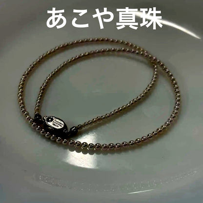 Close-up of Akoya pearl necklace 2.5-3mm pearls, 42 cm length, from Iseshima Ago Bay