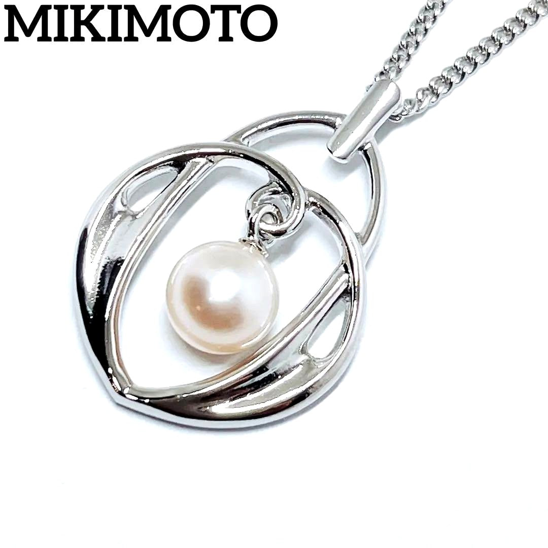 MIKIMOTO genuine 7mm pearl necklace with silver chain 43 cm length elegant jewelry