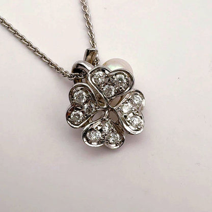 MIKIMOTO K18 gold necklace with diamond and 5.1mm Akoya pearl on a 42cm chain
