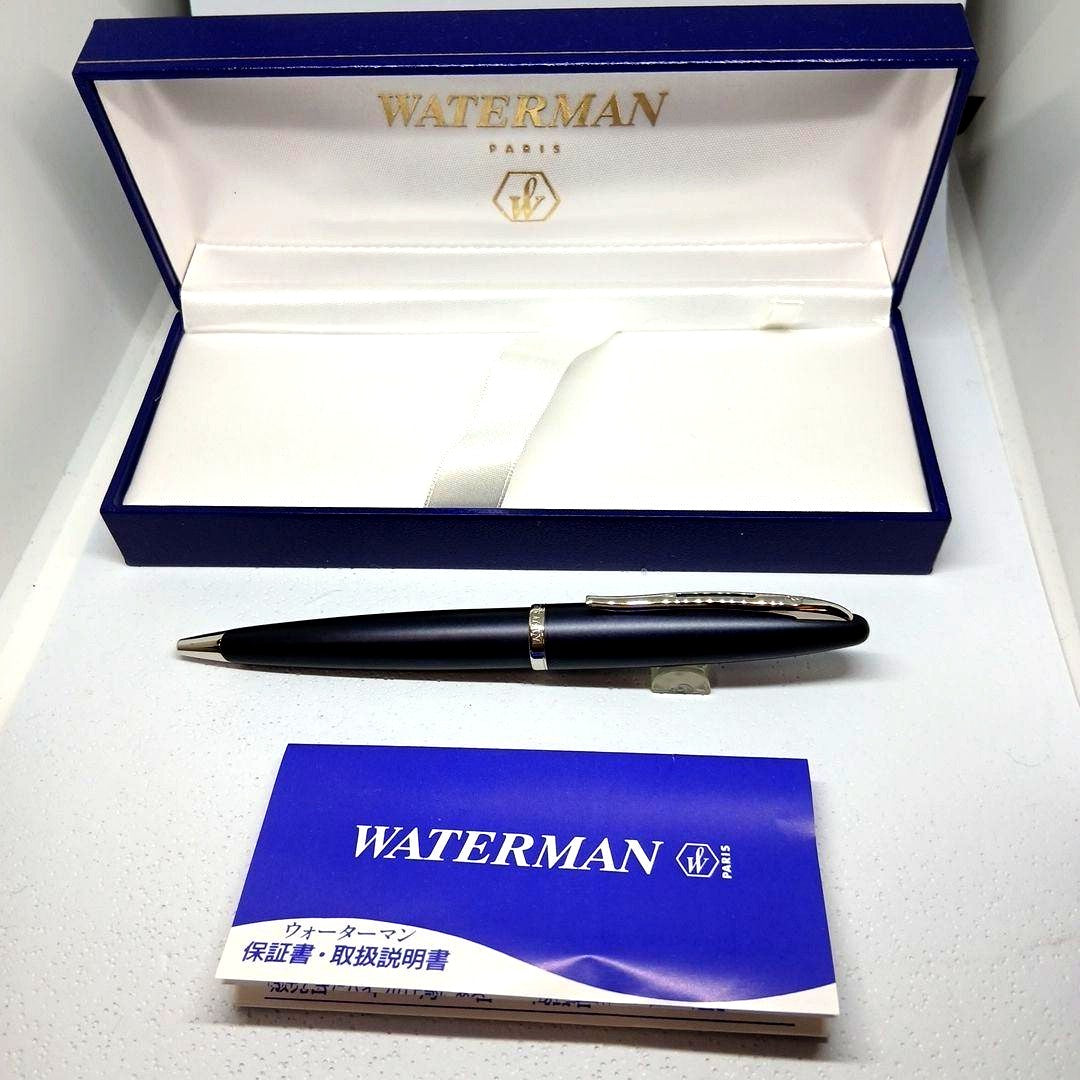 WATERMAN Karin ballpoint pen in rare Matte Blue-Black color with sleek matte finish and gold accents
