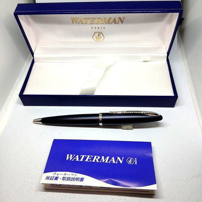 WATERMAN Karin ballpoint pen in rare Matte Blue-Black color with sleek matte finish and gold accents