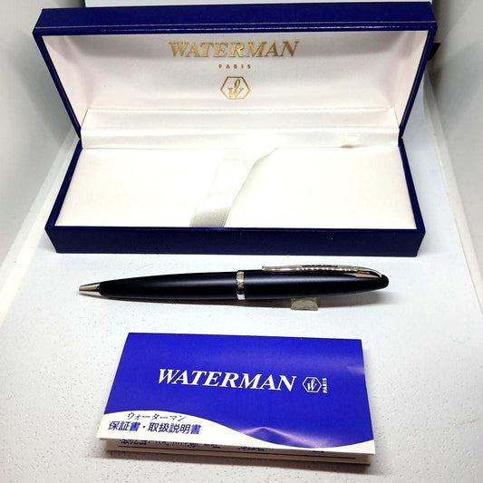 WATERMAN Karin ballpoint pen in rare Matte Blue-Black color with sleek matte finish and gold accents