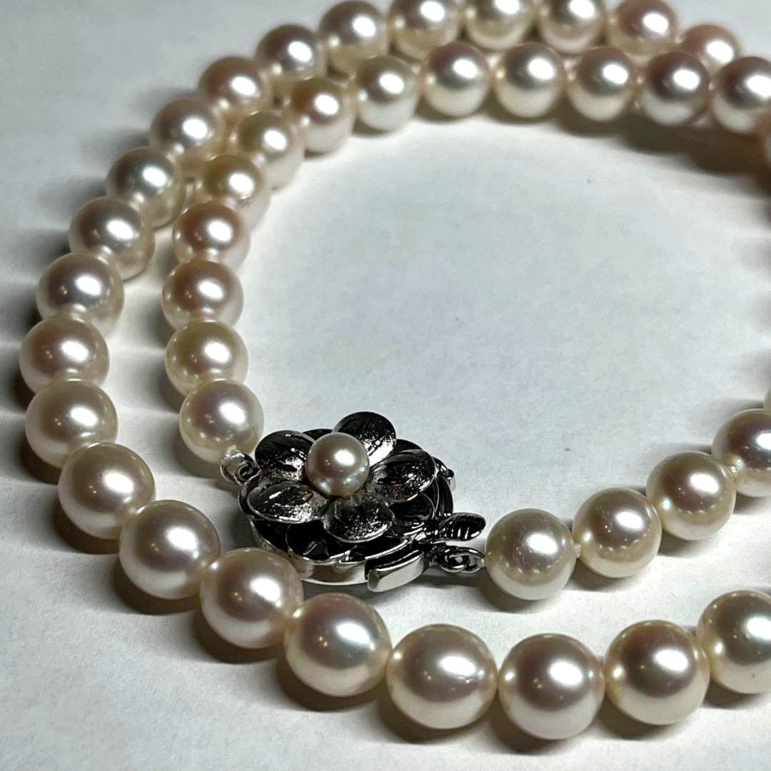 Teriyaki Akoya pearl necklace 6.0-6.5mm pearls on a 40 cm string with silver clasp and engraving