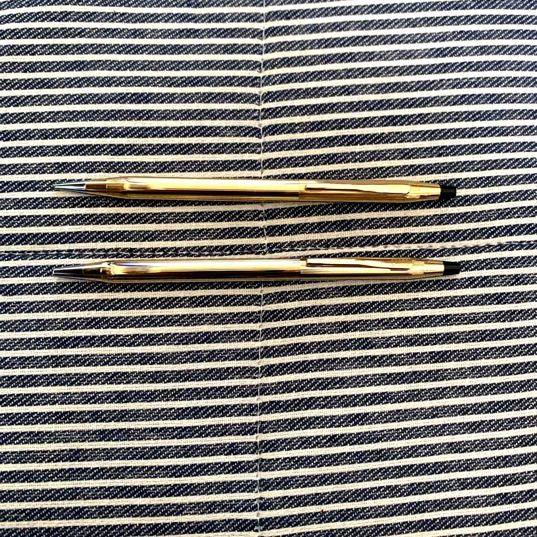 Cross Classic Century ballpoint pen and mechanical pencil set with 10kt gold plated metal bodies
