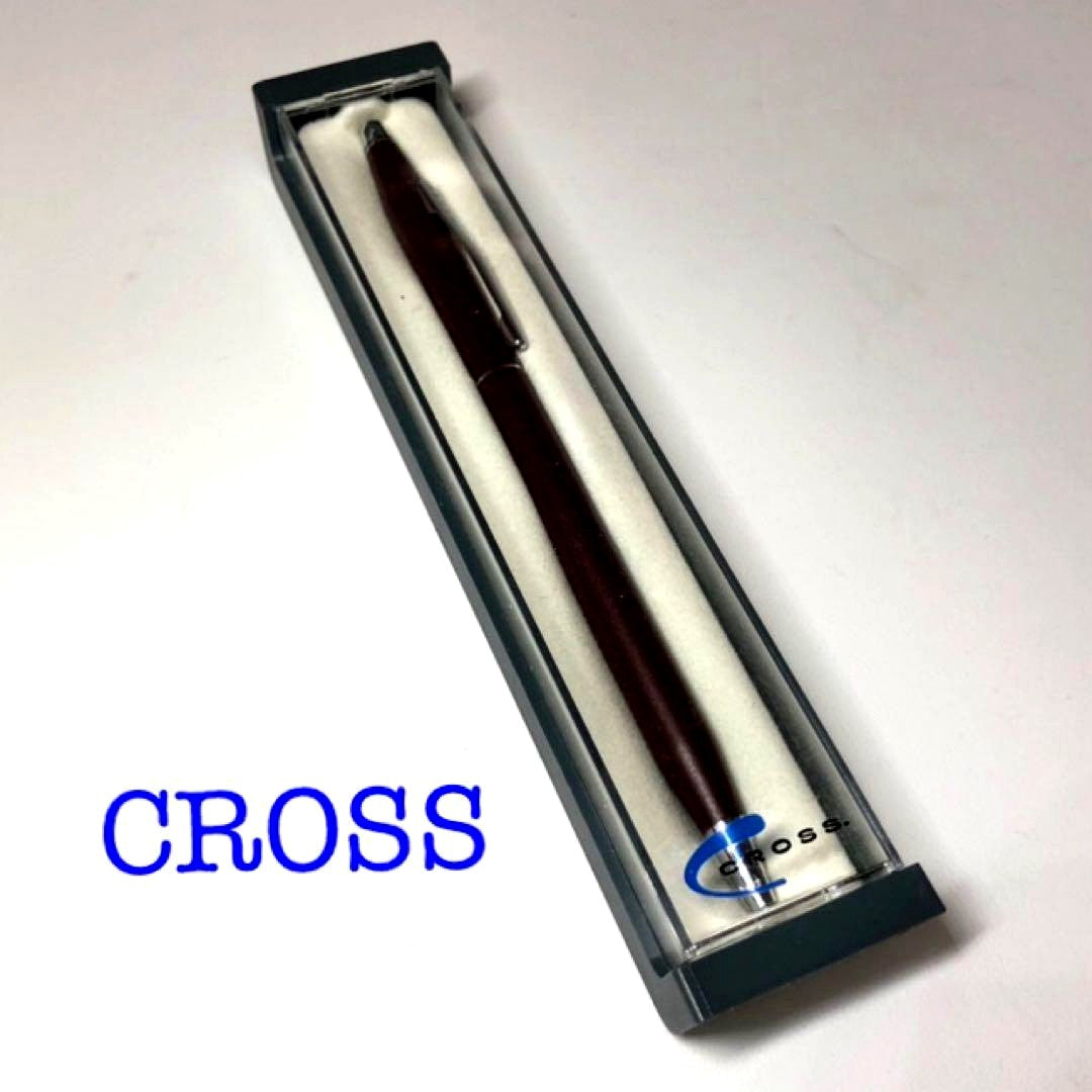 Rare CROSS dark red vintage ballpoint pen made of metal with dedicated case, 100 mm length