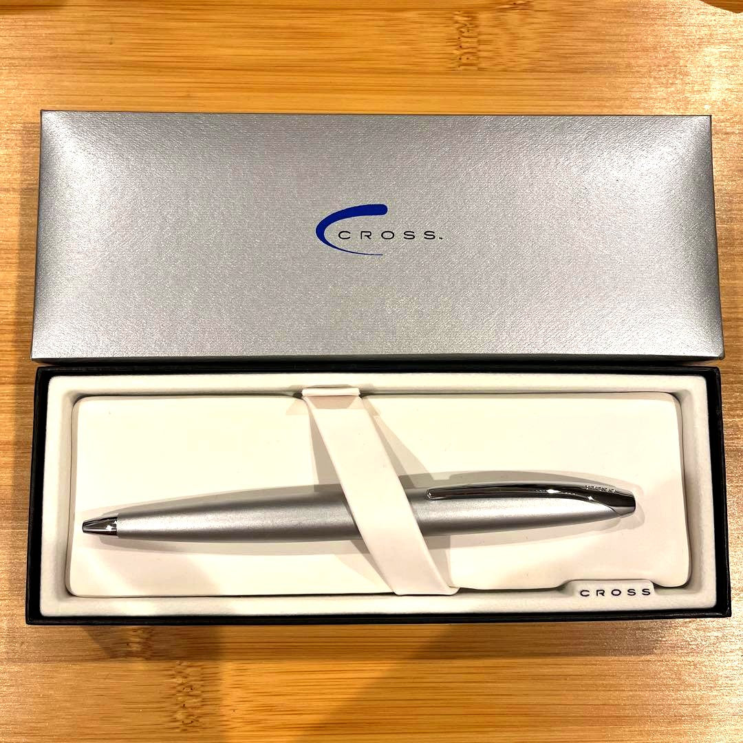 Cross silver ballpoint pen with streamlined design and dedicated silver case