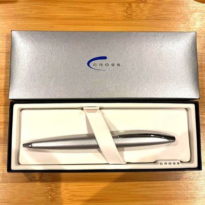 Cross silver ballpoint pen with streamlined design and dedicated silver case