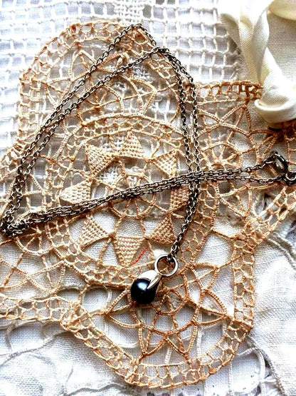 Agete Akoya black pearl necklace with 41.5 cm silver 925 chain and small charm
