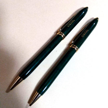 Vintage Coca-Cola and Cross collaboration ballpoint pen and mechanical pencil set with minor scratches