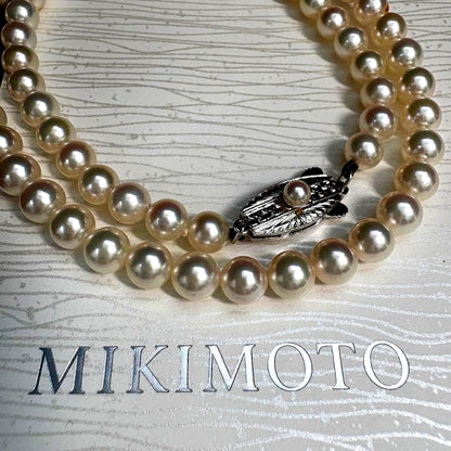Mikimoto Akoya Pearl Necklace with 6-6.5mm pearls, 46cm length, displayed on a white background