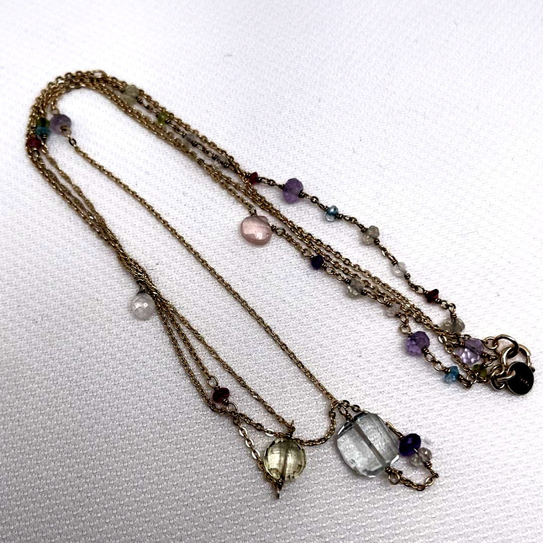 Agete Silver 925 long necklace with gold coating, 92 cm length, displayed on white background