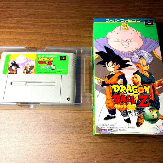 Dragon Ball Z Super Battle Road 3 SNES game cartridge from 1994 by Bandai, tested and working