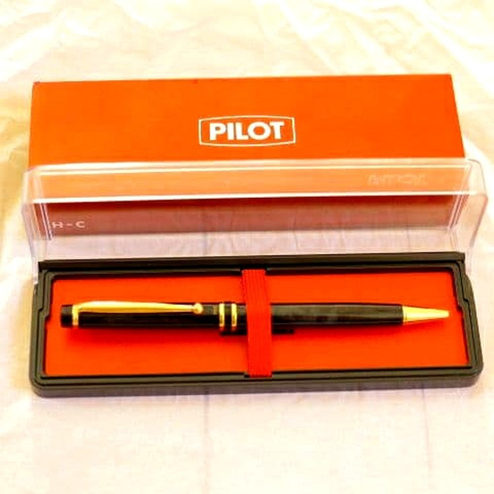 PILOT Grandse Ballpoint Pen in marble black finish with rotating mechanism and black ink, tested writing
