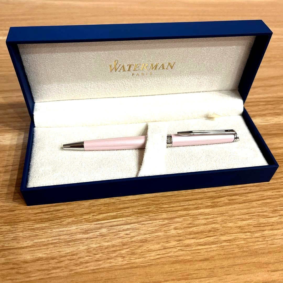 Waterman ballpoint pen with pearl pink and silver body and black ink