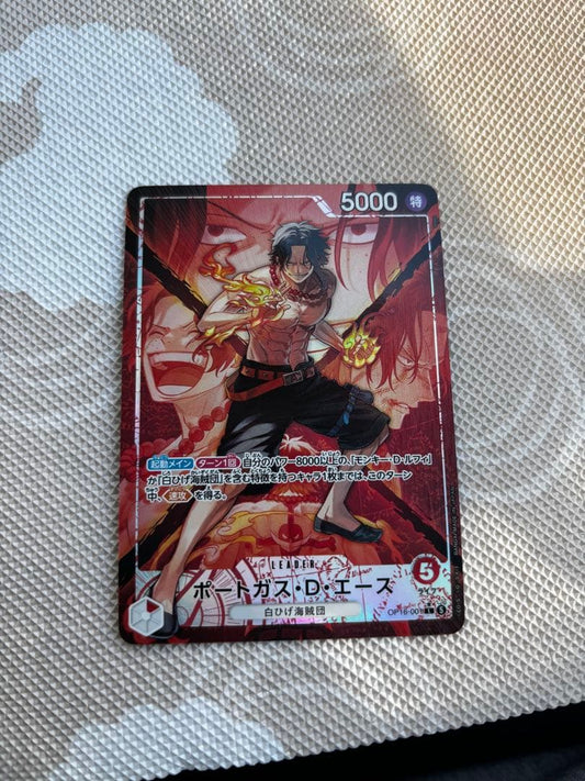 One Piece Portgas D. Ace Leader Parallel Card Japanese version from 決戦の刻 series in protective sleeve
