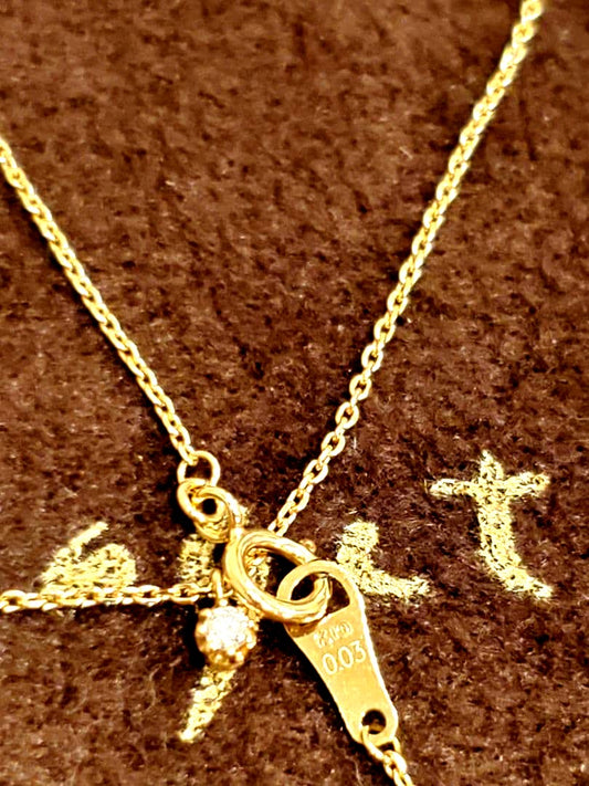 agete gold necklace featuring a 0.03 carat diamond pendant on a delicate chain