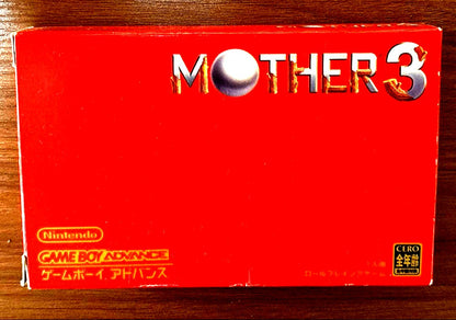 Mother 3 Game Boy Advance cartridge with manual and original box showing minor wear