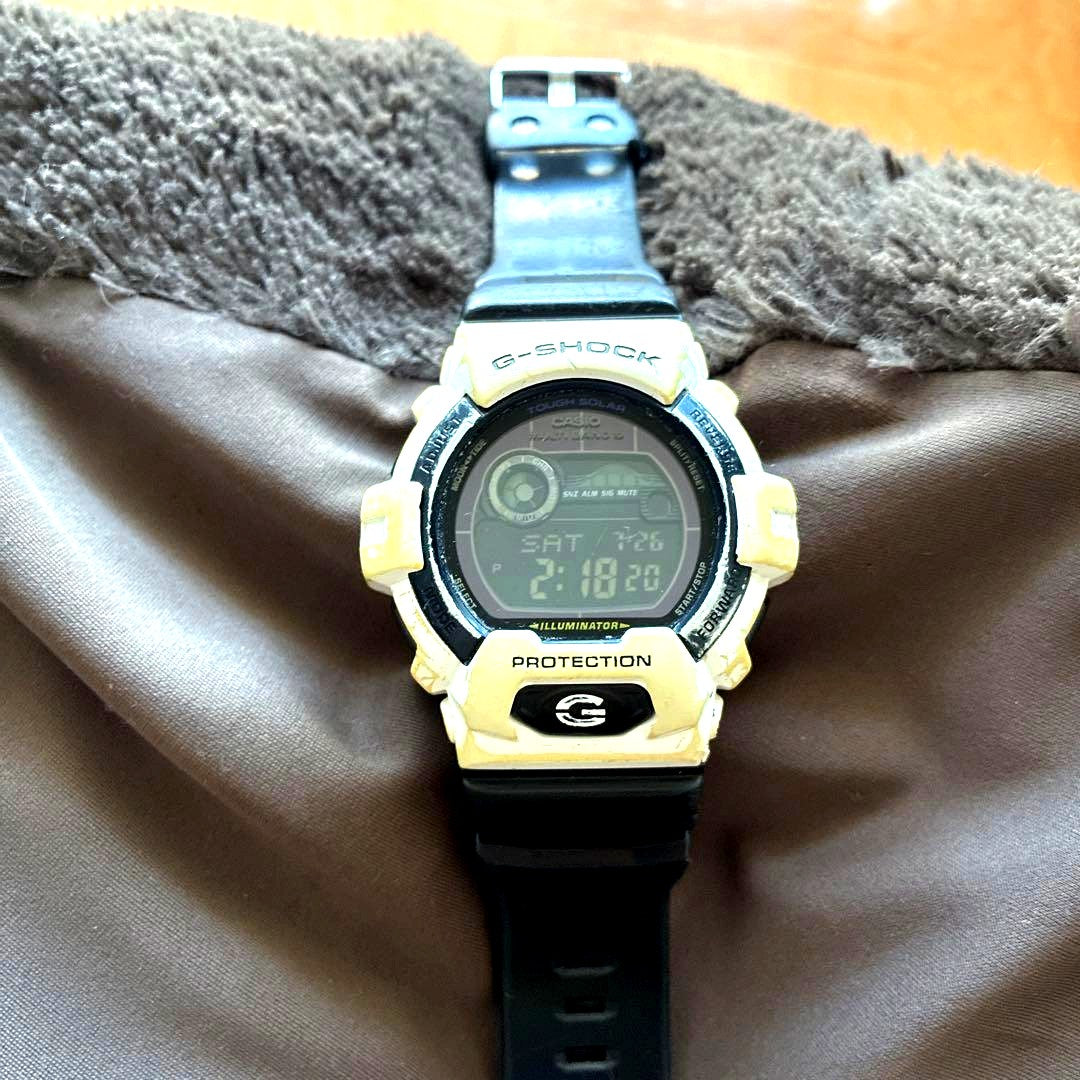 Casio G-Shock Tough Solar Watch GWX-8900B with black strap showing signs of use and scratches