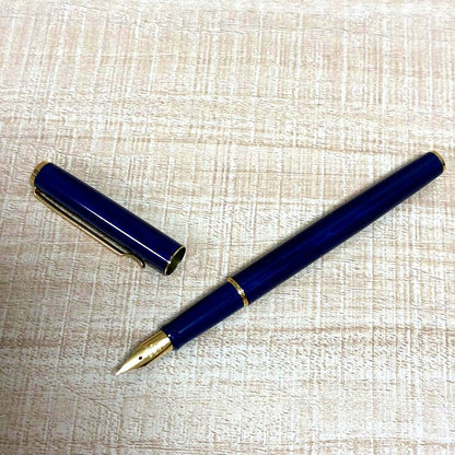 Pilot SuperLoy Mini Fountain Pen blue with fine engraved tip displayed on white background
