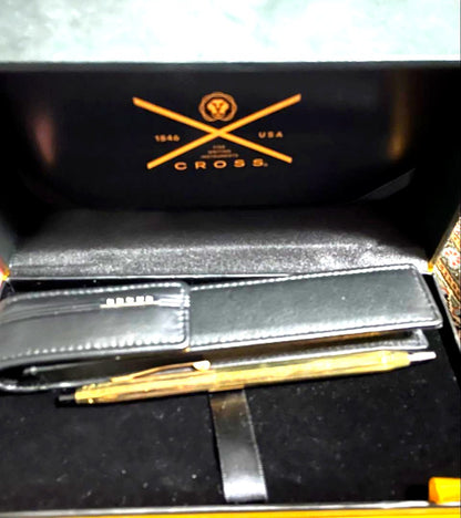 Cross brand ballpoint pen in box with case, unused condition, Japanese import