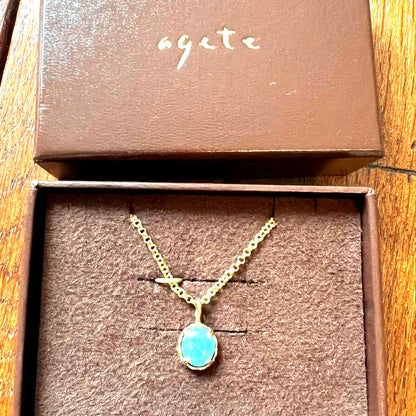 agete K10 necklace and charm set with labradorite, shell, malachite on a 40cm adjustable Loro chain
