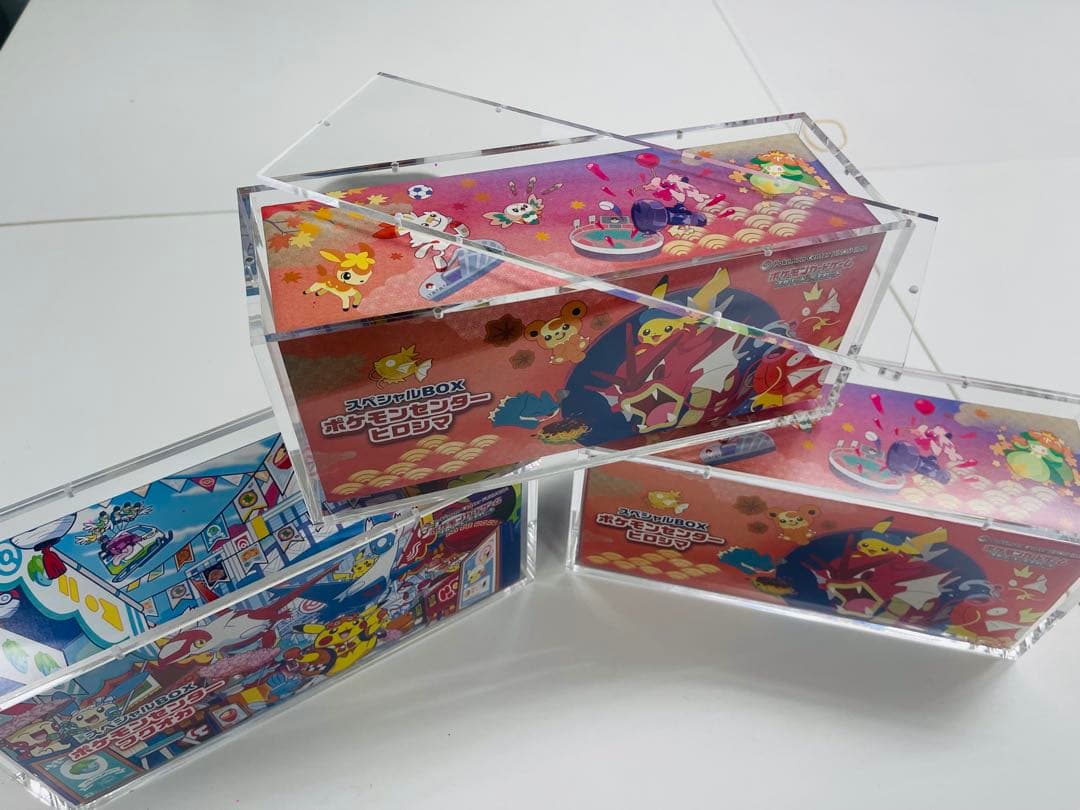 Pokemon 3 Pokémon Card Box Acrylic Protective Case Tohoku Hiroshima Fukuoka Thick Box — Japanese