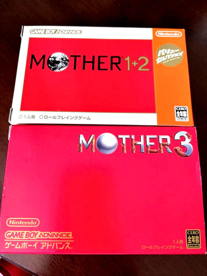 Mother 1+2 and Mother 3 Game Boy Advance software set with box and manuals