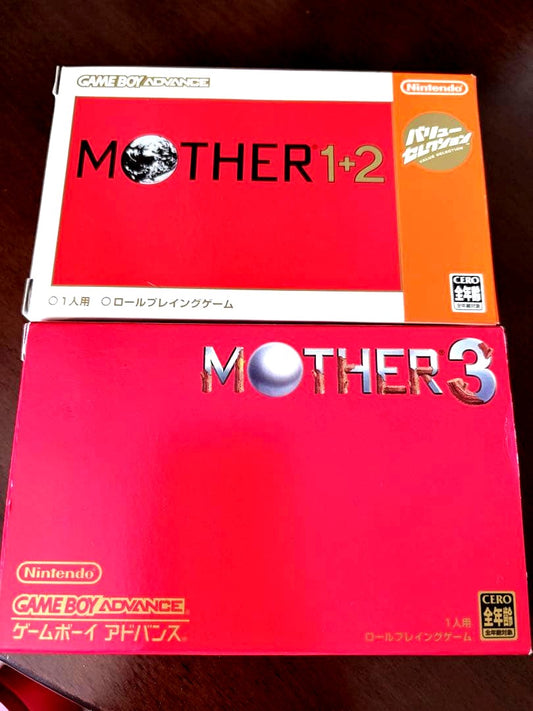 Mother 1+2 and Mother 3 Game Boy Advance software set with box and manuals