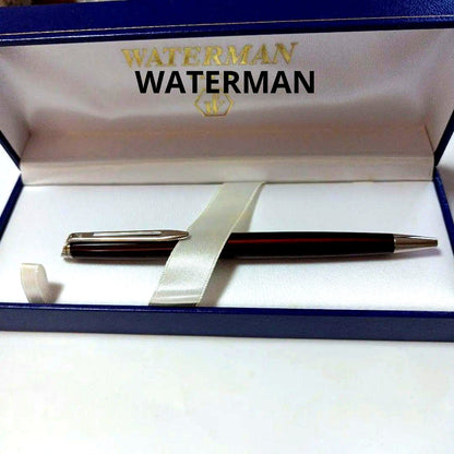 WATERMAN Hemisphere ballpoint pen in purple stainless steel with twist action opening and black ink
